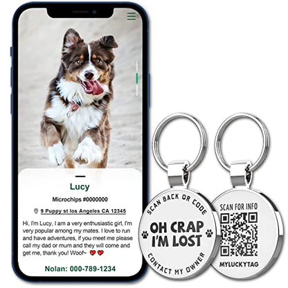 QR Code Pet ID | Personalized Dog & Cat Collar Tag | Online Profile with Instant Scanned Location Alert Email - style: OH C0ap I'm Lost