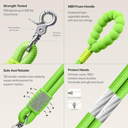 Hands Free Dog Leash, 5-in-1 Adjustable Waist Training Leash for Walking& Hiking – Dual Lead Rope with Padded Handle,MGBR Rotating Metal Clip (Classic-Lemon Zest) - color: Classic-Lemon Zest-5Ft
