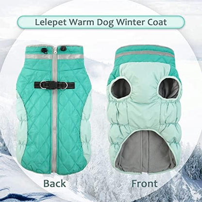 Lelepet Dog Coat Warm Dog Winter Coat Waterproof Dogs Jacket with Harness Built in Reflective Pet Fleece Vest Zip-Up Cold Weather Coats for Dogs Turtleneck & Windproof Coats Chihuahua Mint Green XS - color: Neo Mint, size: X-Small