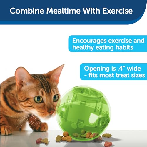 PetSafe Slimcat Feeder Ball - Interactive Game for Your Cat - Fill with Food and Treats - Green - color: Green