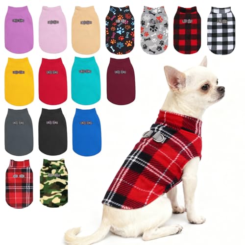 BEAUTYZOO Dog Fleece Vest Sweater Winter Jacket for Small and Medium Dogs with D-Ring Leash Cold Weather Coat Hoodie for XS S M Dogs Boy or Girls, Red Buffalo S - color: #2 RED BUFFALO PLAID, size: Small