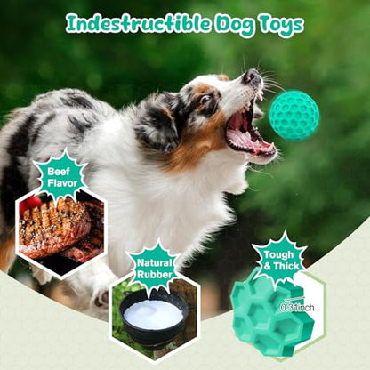 Squeaky Dog Toys for Aggressive Chewers, Indestructible Dog Balls for Aggressive Chewers, Blue Green Squeaky Balls for Dogs - color: Cyan