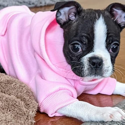 Jecikelon Winter Dog Hoodie Sweatshirts with Pockets Warm Dog Clothes for Small Dogs Chihuahua Coat Clothing Puppy Cat Custume (Pink, XX-Small) - color: Pink, size: XX-Small