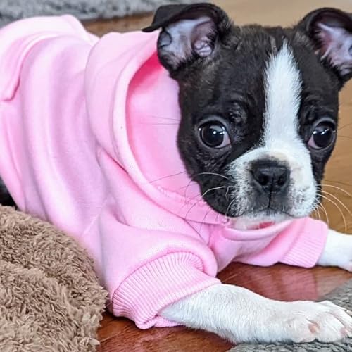 Jecikelon Winter Dog Hoodie Sweatshirts with Pockets Warm Dog Clothes for Small Dogs Chihuahua Coat Clothing Puppy Cat Custume (Pink, X-Small) - color: Pink, size: X-Small