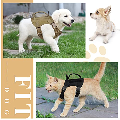 Tactical Puppy Vest Harness, Adjustable Military Vests for Small Dogs Outdoor Training Puppy Harnesses with Handle - color: Black