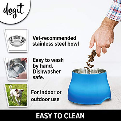 Dogit Elevated Dog Bowl, Stainless Steel Dog Food and Water Bowl for Large Dogs, Blue, 73751 - color: Blue, size: Large