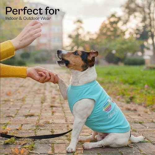 Parisian Pet Beach Dog Shirt – 100% Cotton Shirts for Large Dogs – Sleeveless Pet Vest – Lightweight and Breathable Dogs Apparel – Cute Summer Dog Clothes - Stretchy T Shirts for Pets - size: L