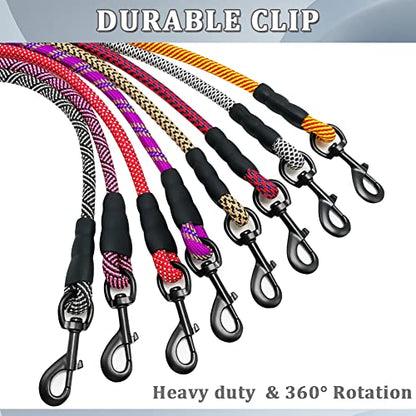 Heavy Duty Rope Dog Leash, 3/4/5/6/7/8/10/12/15/20FT Nylon Pet Leash, Soft Padded Handle Thick Lead Leashes for Large Medium Dogs (Black, 1/2" * 12') - color: black, size: 1/2" * 12'