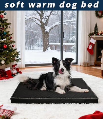 Waterproof Dog Bed Hair-Resistant, Removable Vegan Leather Cover, Pee Proof Black Vinyl Pad, Easy to Clean Pet Pad - color: Black, size: 33"L x 22"W x 3"Th
