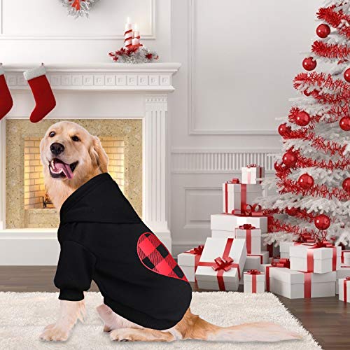 Dog Hoodie Sweater Sweater for Dogs Pet Clothes Black Buffalo Plaid Warm and Soft Breathable Cozy(L) - color: Heart, size: Large