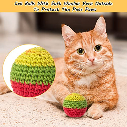 Retro Shaw Cat Toys Balls, Yarn Cat Ball with Bell Inside, Kitten Toys for Indoor Cats Kitty, Interactive Cat Nip Chew Toys for All Pet Breed 6 Pack - size: 1.7 Inches
