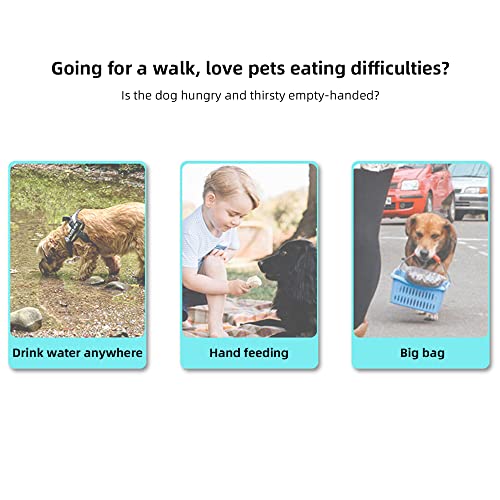 Pet Dog Cat Bowls, Double Bowl with No Spill Non-Skid Silicone Mat, Outdoor Pet Folding Portable Dog Bowl, for Feeding Small Medium Large Dogs Cats Puppies…(Color:Gray)