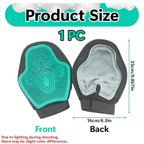 Pet Hair Removal Glove for Horses, 2-in-1 Double-Sided Pet Grooming Glove, Silicone Horse Hair Remover/Shower Grooming Brush to Prevent Electrostatic for Dogs and Cats (Standard Size)