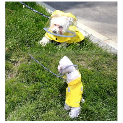 Dog Raincoat Waterproof, Adjustable Reflective Hooded Dog Rain Poncho with Leash Hole for Small Medium Large Dogs (Yellow, Small) - color: Yellow, size: Small(9-13lb)