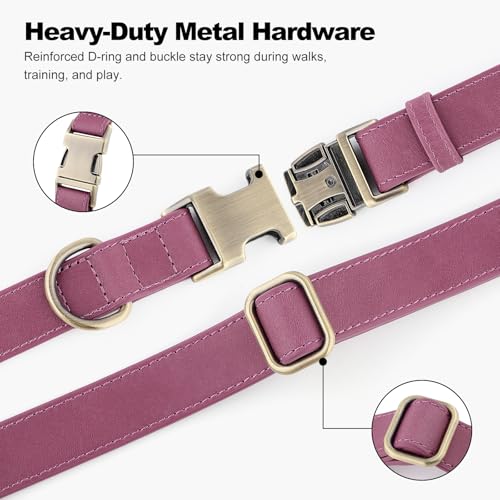 Plutus Pet Genuine Leather Dog Collar – Adjustable Pet Collar with Quick Release Metal Buckle, Soft Real Leather for Small Medium Large Dogs, Heavy Duty & Skin-Friendly (Purple, XS) - color: Purple, size: XS