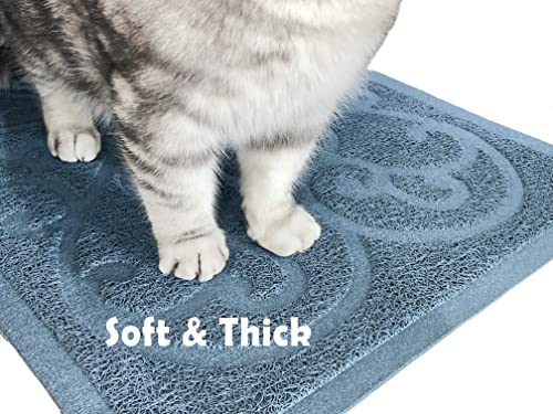 PetLike Cat Litter Box Mat, Thick Kitty Litter Trapping Mat, Durable,Waterproof &Washable with Non-Slip Backing, Soft on Kitty Paws and Easy to Clean, BPA Free - color: Sliver Blue, size: 35x24
