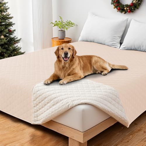 Waterproof Dog Bed Cover, Non-Slip Dog Blanket for Couch, Couch Covers for Dogs Washable, Pet Blanket for Furniture, Pet Bed Mat for Sofa, Car, Pet Supplies (82x120 Inch, Beige) - color: Beige, size: 82" x 120" (Pack of 1)