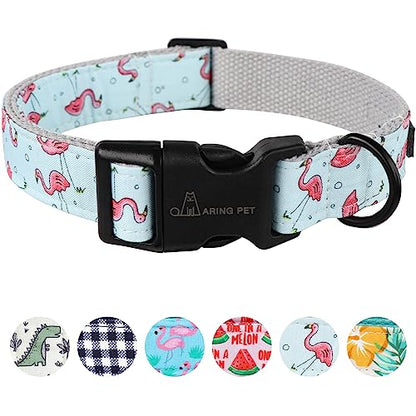 ARING PET Summer Dog Collar, Cute Flamingo Adjustable Lightweight Cotton Pet Collars for Small Medium Large Boy and Girl Dogs, X-Small - color: Flamingo, size: X-Small