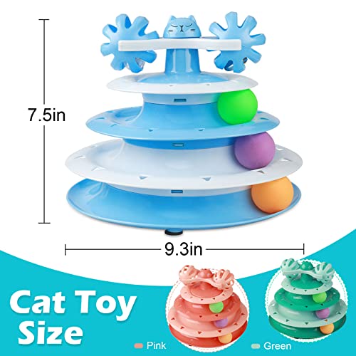 UPSKY Cat Toy Roller 4-Level Turntable Cat Toy Balls with Three Colorful Balls and Bell Ball X Turntable Interactive Kitten Fun Mental Physical Exercise Puzzle Toys - color: C-Gradient Blue