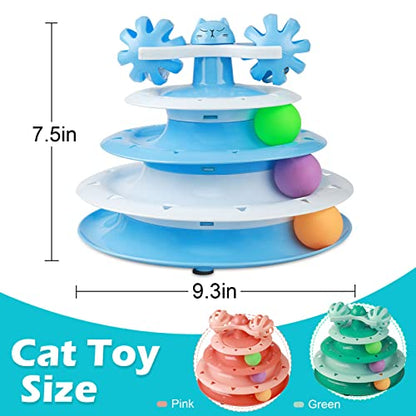 UPSKY Cat Toy Roller 4-Level Turntable Cat Toy Balls with Three Colorful Balls and Bell Ball X Turntable Interactive Kitten Fun Mental Physical Exercise Puzzle Toys - color: C-Gradient Blue