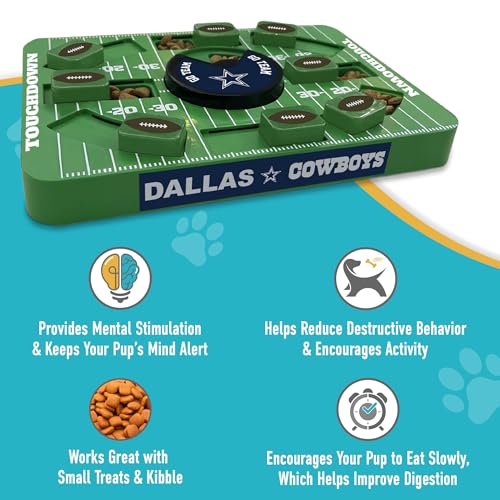 Pets First NFL Dallas Cowboys Large Puzzle Toy - Interactive Dog Treat & Slow Feeding Toy - color: DALLAS COWBOYS, size: Large