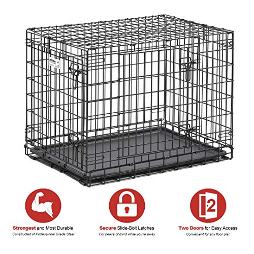 MidWest Homes for Pets Ultima Pro Heavy-Duty 30-Inch Dog Crate, Ultra-Strong Steel Double Door Pet Cage for Medium-Sized Breeds, Accessories Included - size: 30.7"L x 19.3"W x 21.5"H