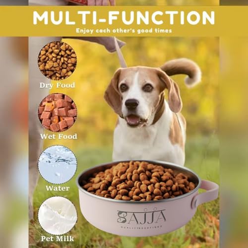 Pink Slow Feeder 3-in-1 Travel Dog Bowl Set – 30 OZ Stainless Steel + 20 OZ Collapsible BPA-Free Silicone Bowl Lid | Silicon Slow Feeder Insert | Non-Slip, Anti-Choking|, Carabiner | We give Back - color: Slow feeder Pink Bowl