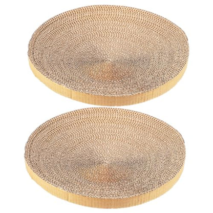 KALLORY 2pcs Replacement Cat Scratcher Pads Corrugated Cardboard Sturdy Wear-Resistant Floor Scratching Board for Indoor Cats Kitten Play and Furniture Protection