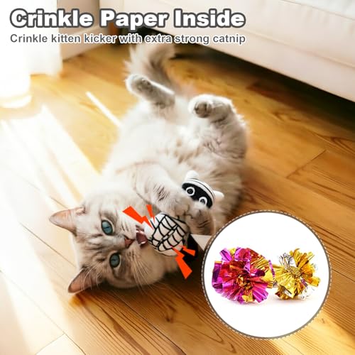 Retro Shaw Catnip Toys, 4 Pack, Horror Goth Cat Toys for Indoor Cats Kitten, Crinkle Interactive Cat Nip Kitty Toys for All Breeds (3.7 Inches) - size: 3.7 Inches