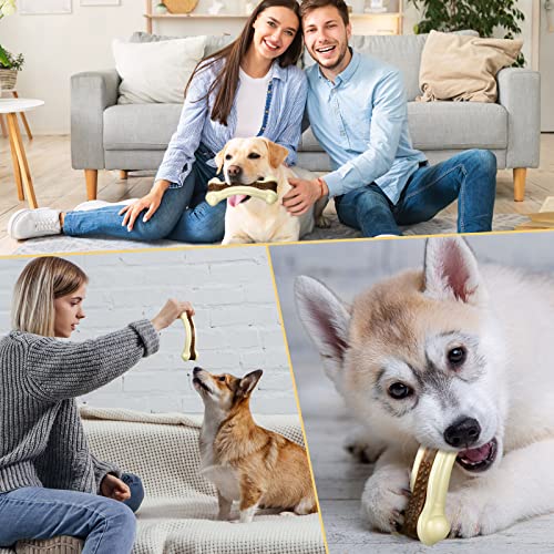 Sosation 3 Pack Chew Toys for Aggressive Chewers, Bone Toys Nylon Beef Flavor Dog Teething Toys for Large/Medium/Small Puppies Breeds(Large, Curved Bone) - size: Large, style: Curved Bone