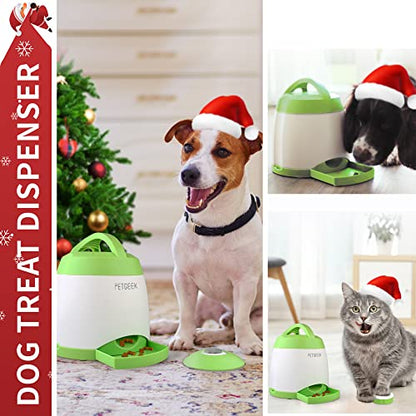 PETGEEK Automatic Dog Treat Dispenser with Button - Puzzle Memory Training Feeder, Pet Geek Button Treat Food Dispensing Toys Interactive, Iq Training Dog Feeder (Green) - color: Green 2