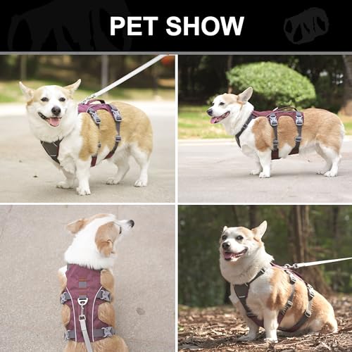 Escape Proof Dog Harness Medium Sized Dog, Reflective No Pull Dog Vest with Handle, Lightweight Full Body Pet Harness Adjustable for Walking,Training(Maroon,Chest:17-32") - color: Maroon, size: M: Chest 17-32", Fit 25-55 lbs