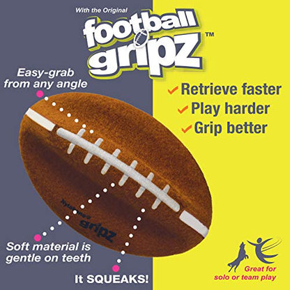 Nylabone Power Play Felt Football Gripz Fetch Toy, Squeaky Ball Chew Toy for Dogs, Large (1 Count) - size: Large