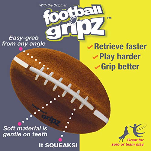 Nylabone Power Play Felt Football Gripz Fetch Toy, Squeaky Ball Chew Toy for Dogs, Large (1 Count) (Pack of 5) - size: Large (Pack of 5)