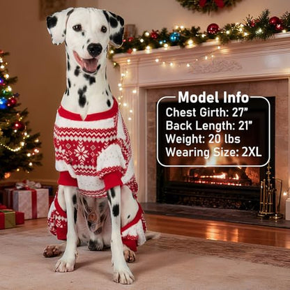 KYEESE Dog Christmas Pajamas, Soft Fleece Holiday Dog Pajamas for Medium Dogs, Warm Plush Winter Pet Sleepwear with Snowflake Pattern, Lightweight Cozy Xmas Outfit Jumpsuit, XX-Large - size: 2XL (40-58LBS)