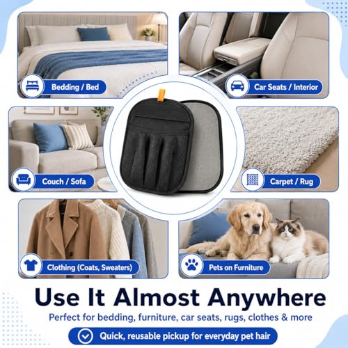 NVNAN 3 PCS Pet Hair Removal Glove and Pet Grooming Glove Kit for Cats & Dogs, Pet Hair Gloves & Dog Washing Gloves ，Reusable Magic Brush Pet Hair Remover Tool for Laundry，Carpet,Car Seat，Couch - color: Big Fabric Pet Hair Gloves+Pet Grooming Brush
