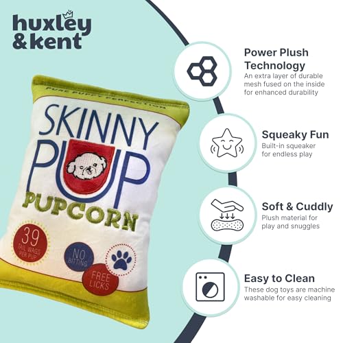 Huxley & Kent Funny Dog Toy w/Squeaker – Power Plush Squeaky Dog Toys for Small, Medium & Large Dogs – Soft Stuffed Animal for Indoor Play & Fetch - Skinny Pup, Small - size: Small, style: Skinny Pup