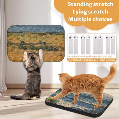 2 Pack Art Cat Scratcher, Wall-Mountable Cat Scratch Pad, Cat Wall Scratcher 16.7x11x1 Inch Cat Scratching Board for Indoor Cats Toy (Series3) - color: Van Gogh3-2