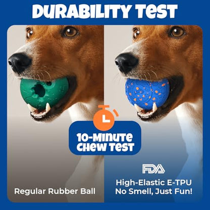 Fsitego Smart Interactive Dog Toy Ball – Automatic Moving, Bouncing & Rolling, 3 Modes, Chew-Proof E-TPU Shell, Waterproof, Rechargeable, for Medium and Large Dogs, Light Blue