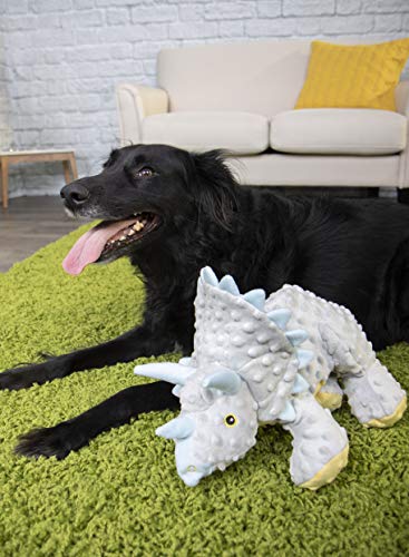 goDog Dinos Frills Squeaky Plush Dog Toy, Chew Guard Technology - Gray, Extra Large - color: Dinos Frills (Gray), size: X-Large