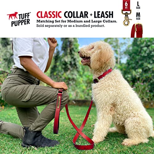 Tuff Pupper Classic 6 Foot Heavy Duty Dog Leash | 10x Stronger Than Leather | 100% Waterproof & Odor Proof Dog Leash | Tough Rust-Proof All Metal Hardware - color: Crimson Red