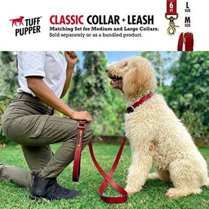 Tuff Pupper Classic 6 Foot Heavy Duty Dog Leash | 10x Stronger Than Leather | 100% Waterproof & Odor Proof Dog Leash | Tough Rust-Proof All Metal Hardware - color: Crimson Red