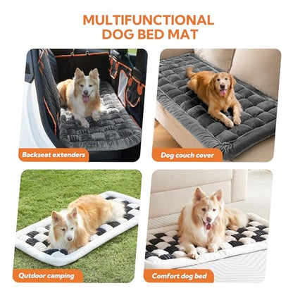 Dog Bed for Car Back Seat Soft Plush Backseat Pet Bed Mat Non-Slip Travel Pet Mat, Fuzzy Plaid Dog Seat Cover, Fit for Backseat Extenders and Trucks SUVs (Glossy-Dark Gray, 54" x 24.8") - color: Glossy-Dark Gray