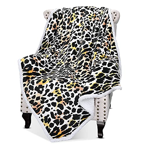 Catalonia Cheetah Print Fluffy Sherpa Throw Blanket, Super Soft Mink Fleece Couch Blanket, TV Bed Fuzzy Blanket, Fluffy Comfy Warm Throws, Comfort Caring Gift, 50x60 inches - color: Cheetah-multi Color, size: 50"x60"