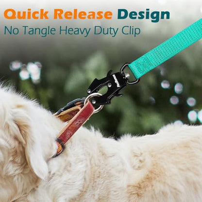 Heavy Duty Tactical Dog Leash, 5 FT Bungee Shock Absorption Leash with 2 Padded Handles, Quick Release Metal Clip, Car Seatbelt, No Pull Training Lead for Large Medium Dogs（Turquoise） - color: Turquoise