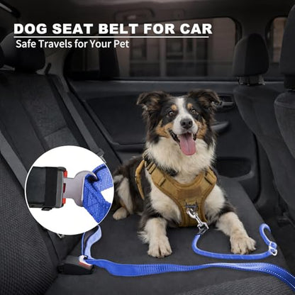 6FT Heavy Duty Dog Leash for Small Medium Large Dogs, Tangle Free Reflective Dog Training Leash with Double Handle, Seat Belt Buckle & Poop Bag Holder (Navy Blue) - color: Navy Blue, size: 6FT