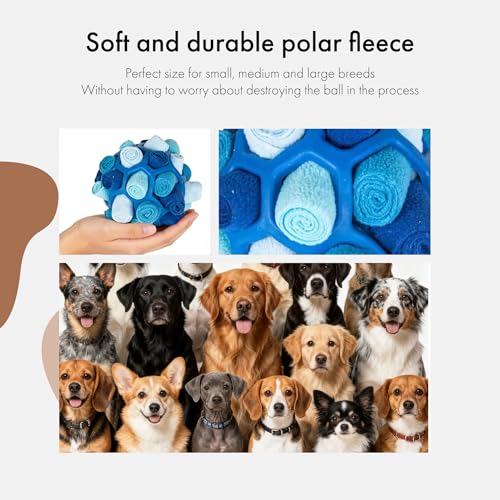Mira's Pocket Dog Snuffle Ball Toy, Mental Stimulation Chew Toy for Dogs & Cats, 14cm Licking Mat Treat Dispensing Ball with Hollow Design, Slow Feeder for Fast Eaters (Blue) - color: Blue