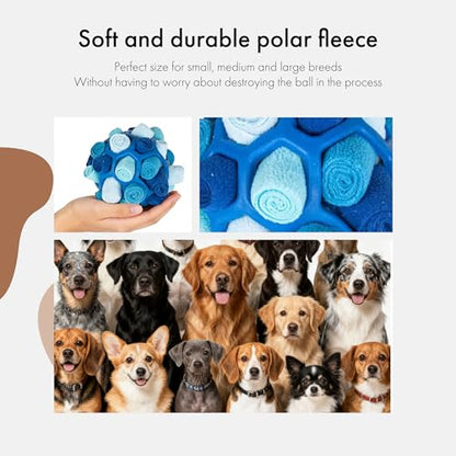 Mira's Pocket Dog Snuffle Ball Toy, Mental Stimulation Chew Toy for Dogs & Cats, 14cm Licking Mat Treat Dispensing Ball with Hollow Design, Slow Feeder for Fast Eaters (Blue) - color: Blue