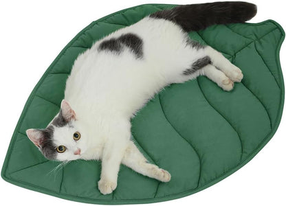 Letalong 30 X 20 Inch Leaf Shaped Cotton Cat Bed Pad, Warming Cat Mat, Pet Warming Pad for Cats, Warmer Mat for Feral and Indoor Cats, 2025 Enlarged and Thickened Leaf Beds - color: Green-02