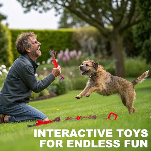 BINGPET 8 Pack Dog Rope Toys for Small to Medium Dogs, Interactive Dog Toys for Teething, Tug of War, Training - color: Red